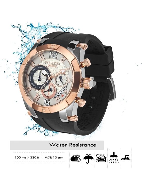 Women\'s Black Rose Gold Large Face Waterproof Stainless Steel Quartz Watches main image 5